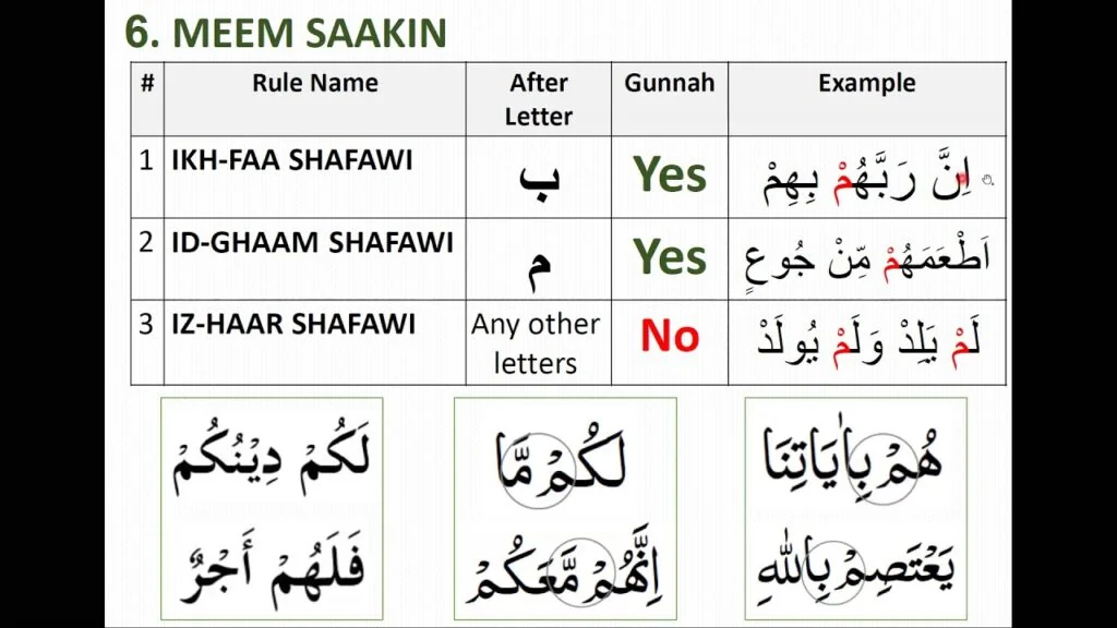 meem sakinah rules ikhfa shafawi idgham shafawi izhar shafawi meem sakinah examples