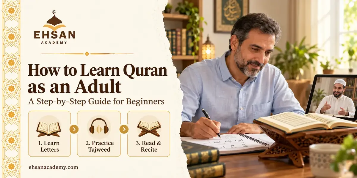 Adult student learning Quran online with a Quran teacher